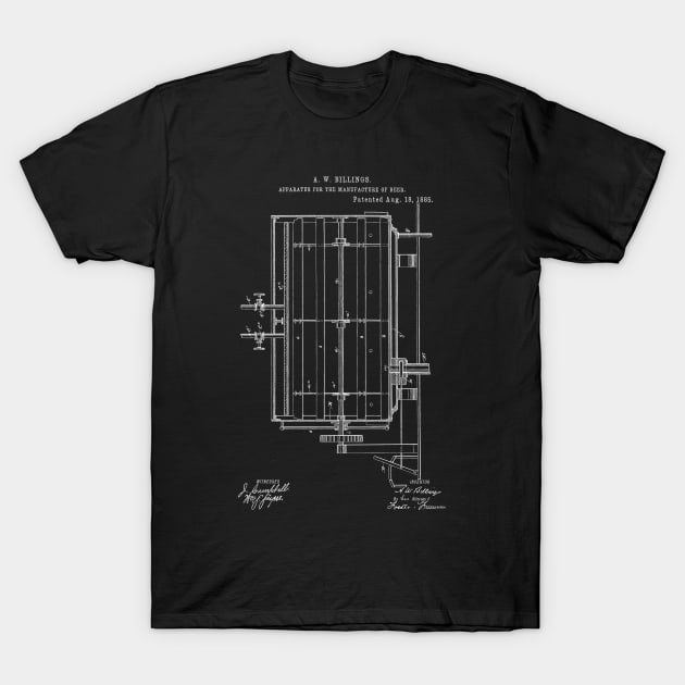 Apparatus for the Manufacture of Beer Vintage Patent Hand Drawing T-Shirt by TheYoungDesigns